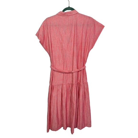 Cremieux Drop Waist Pinstripe Red Cotton Dress, Size Small - Picture 6 of 8